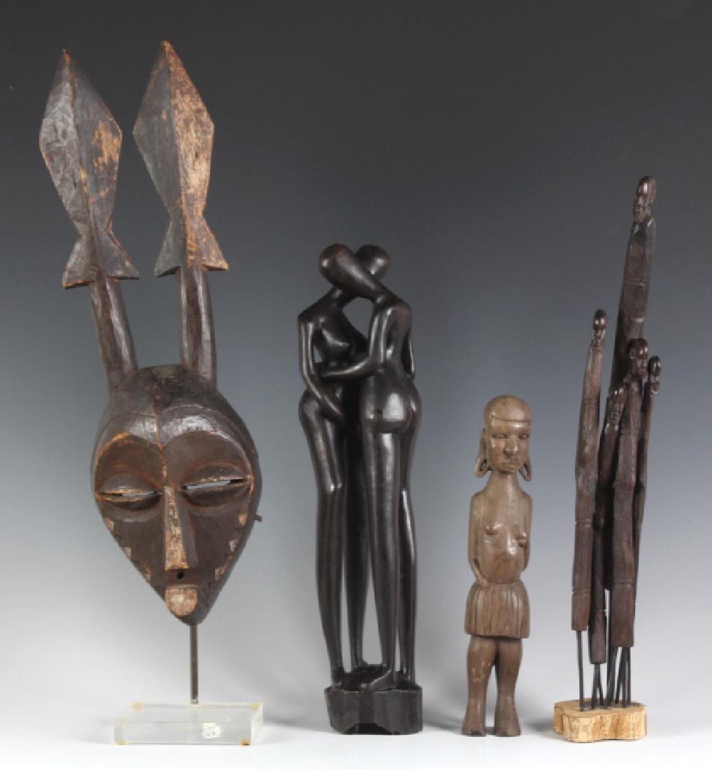 Lot African Carved Wood Sculpture Tribal Figures (1 of 4)