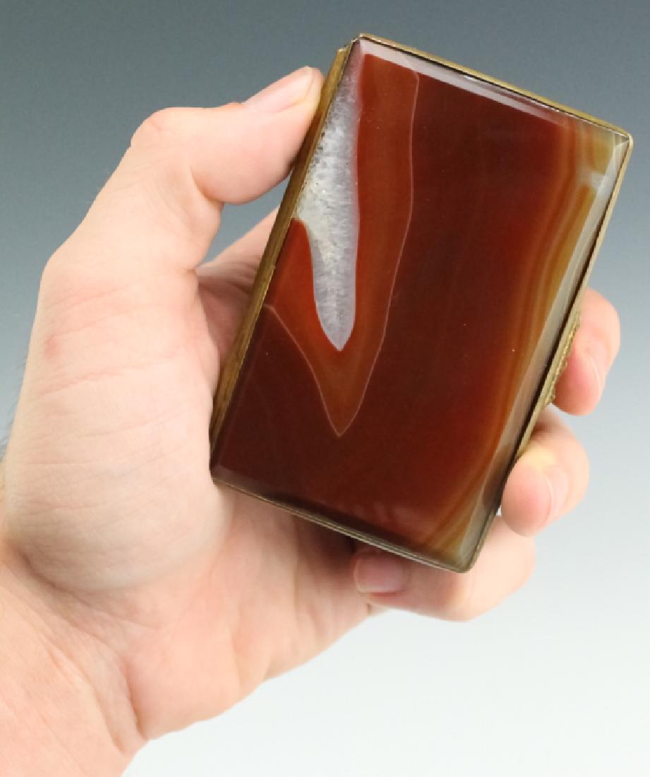 Antique Bronze Mounted Agate Carnelian Lidded Box (1 of 5)