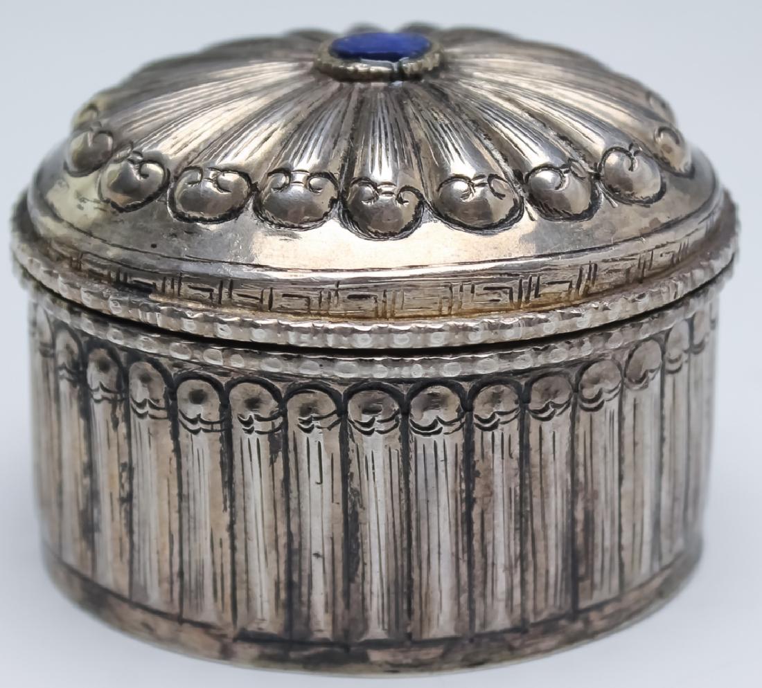 Antique Fine Silver Repousse Box w/ Lapis Inlay (1 of 8)