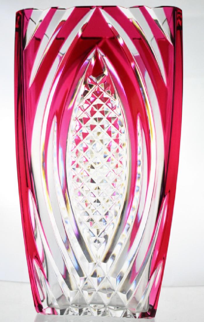 Val Saint Lambert Cranberry & Clear Crystal Vase (1 of 9)