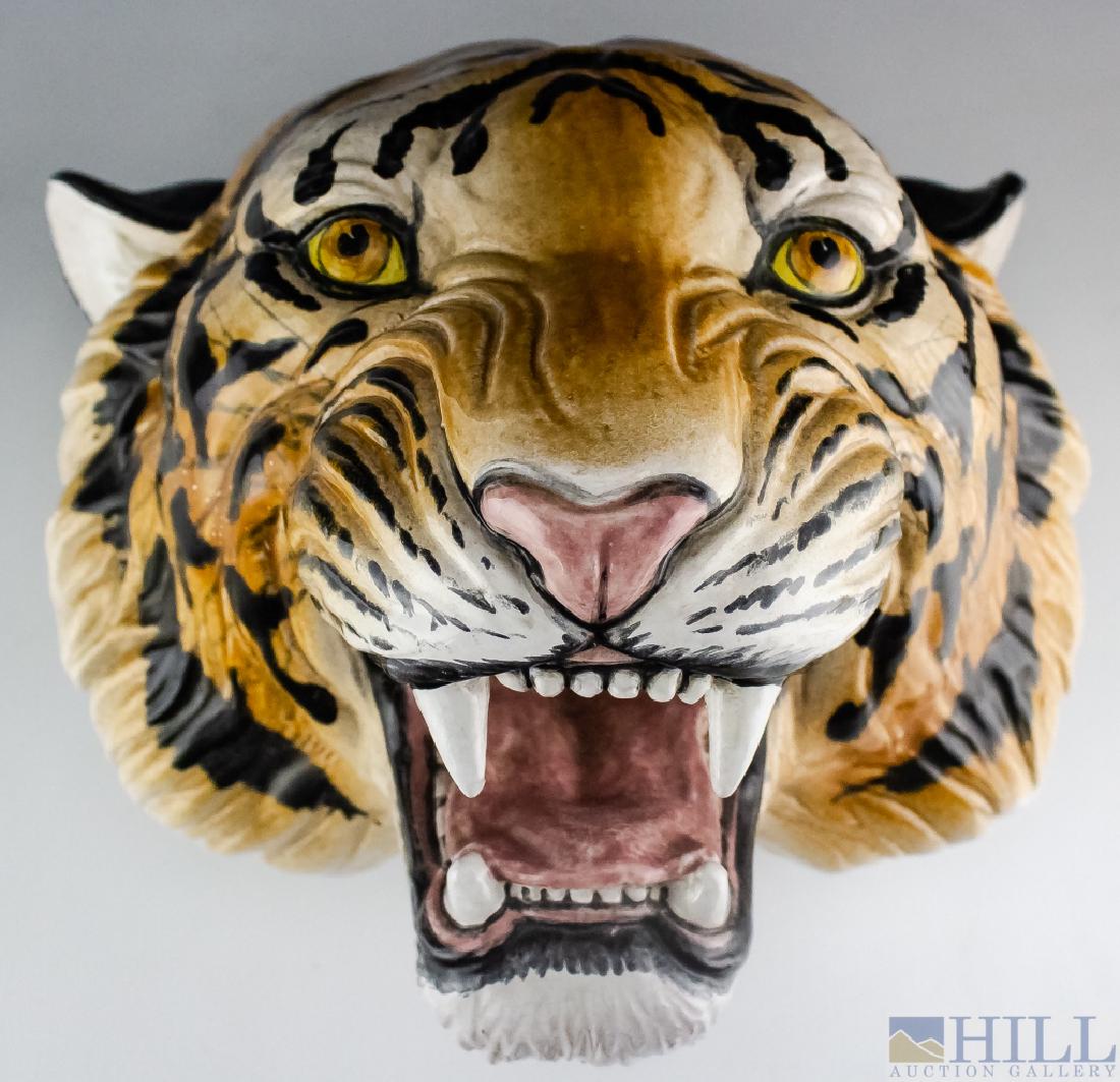 Modern Italian Art Pottery Terra Cotta Tiger Head (1 of 7)