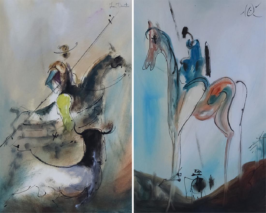 Pair Juan Benito Don Quixote Mixed Media on Paper (1 of 7)