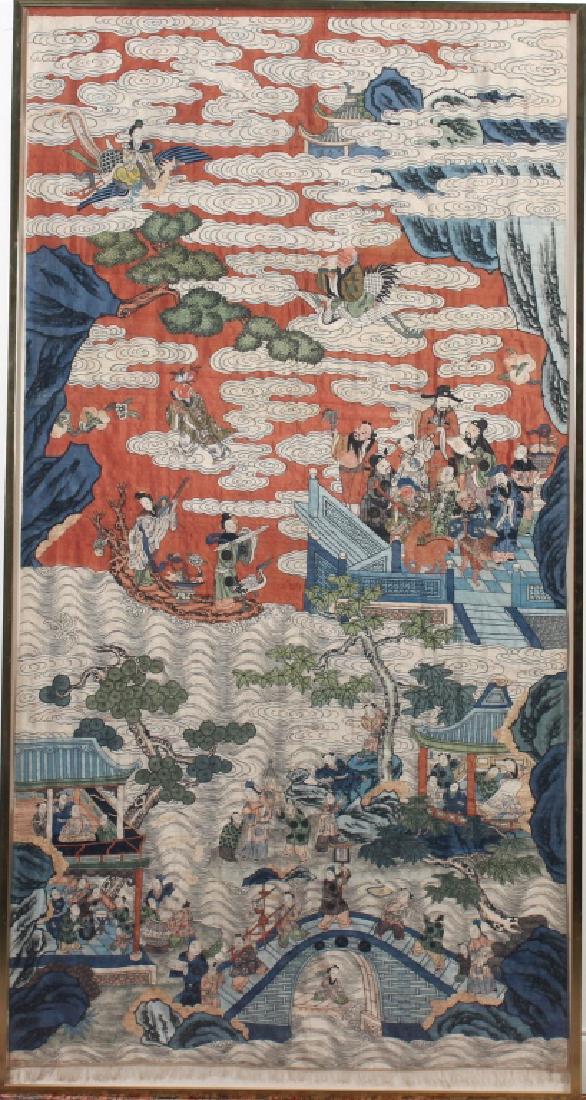 Elaborate Chinese Embroidered Silk Tapestry Panel (1 of 6)