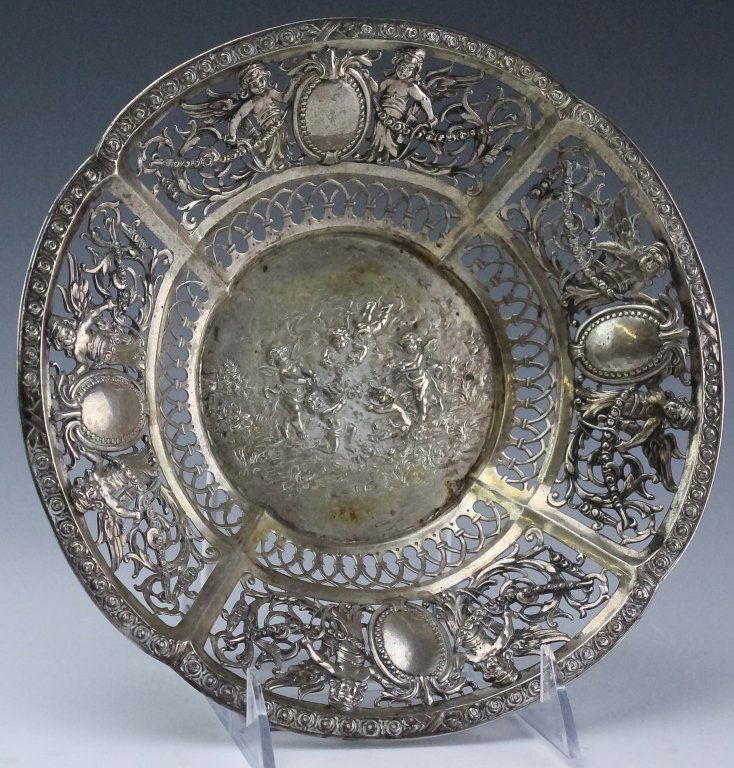 Antique Reticulated German .800 Silver Cherub Bowl (1 of 5)
