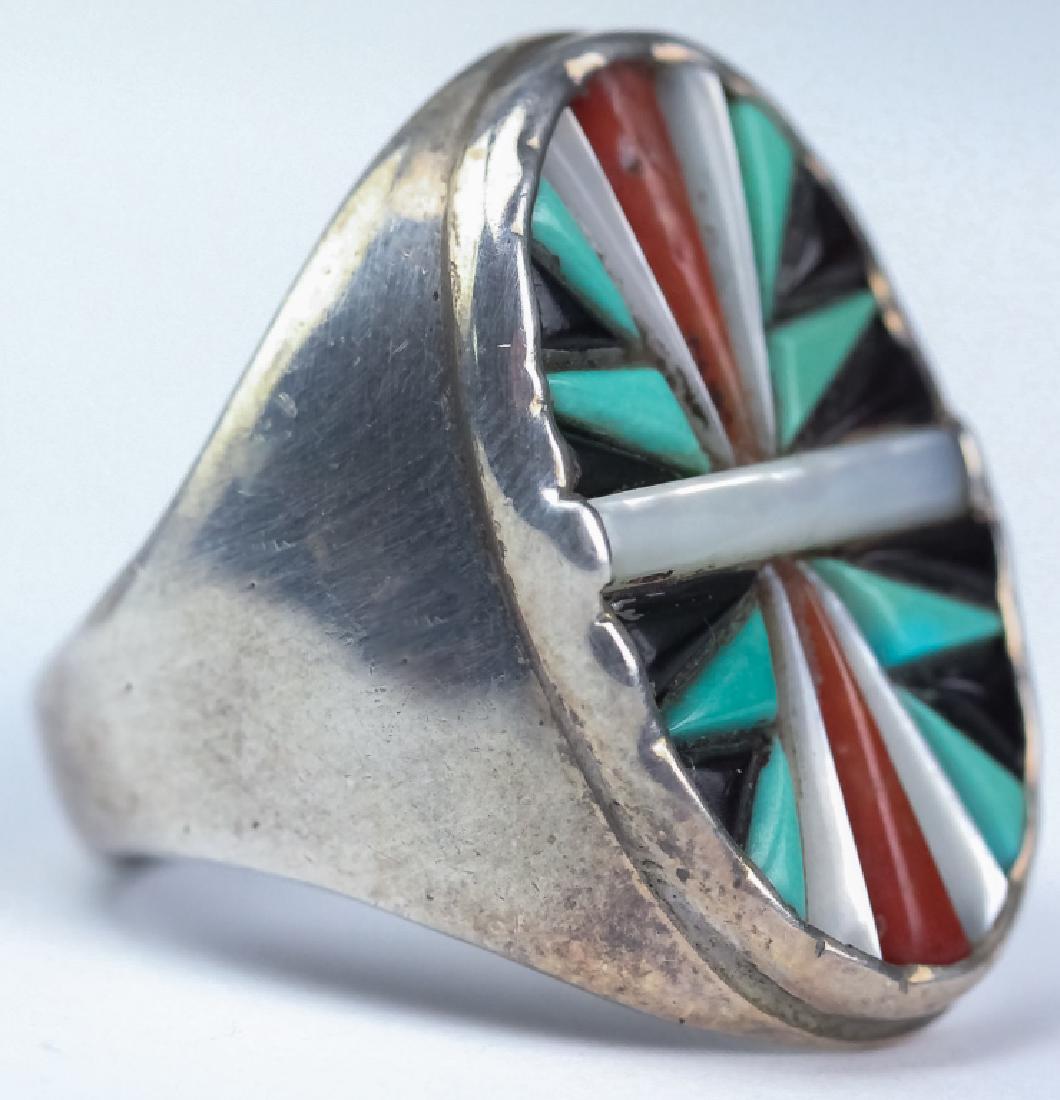 VTG Native American Silver Zuni Stone Inlay Ring (1 of 6)