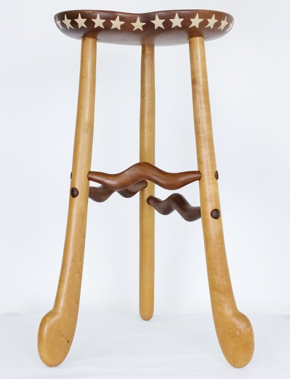 Bob Trotman Walnut Star Art Sculpture Wood Stool (1 of 6)