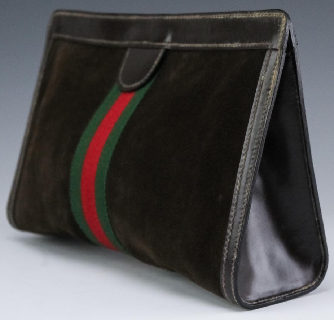 Gucci Chocolate Suede Leather Velcro Travel Pouch (1 of 7)