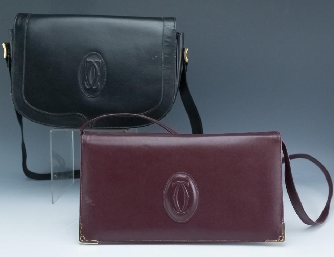 2 VTG Cartier Black Burgundy Leather Purse Handbag (1 of 9)