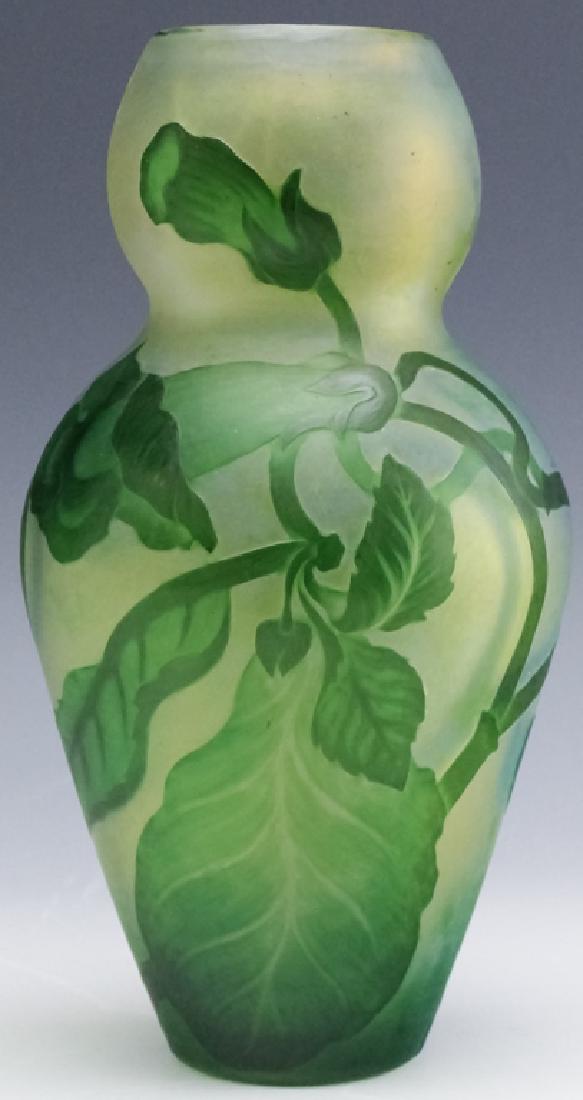 Jules Mabut French Green Cameo Art Glass Vase (1 of 8)