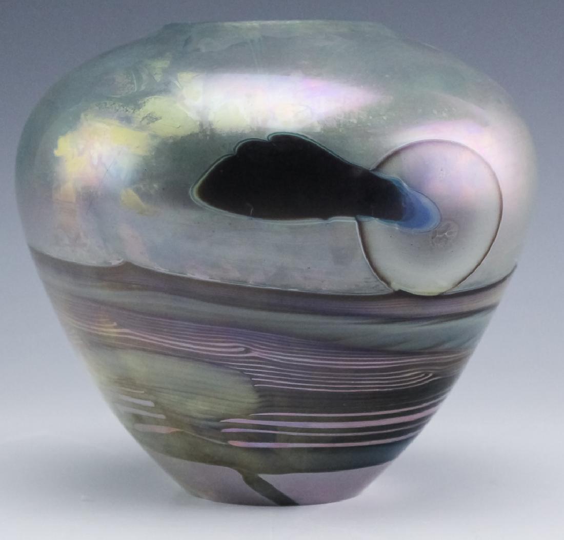 John Lewis Signed Moonscape Studio Art Glass Vase (1 of 6)
