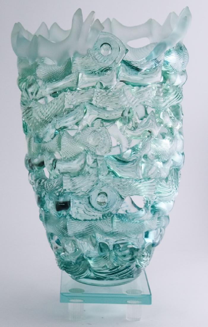 Large MYSTERY ARTIST Studio Art Glass Vase SIGNED (1 of 10)