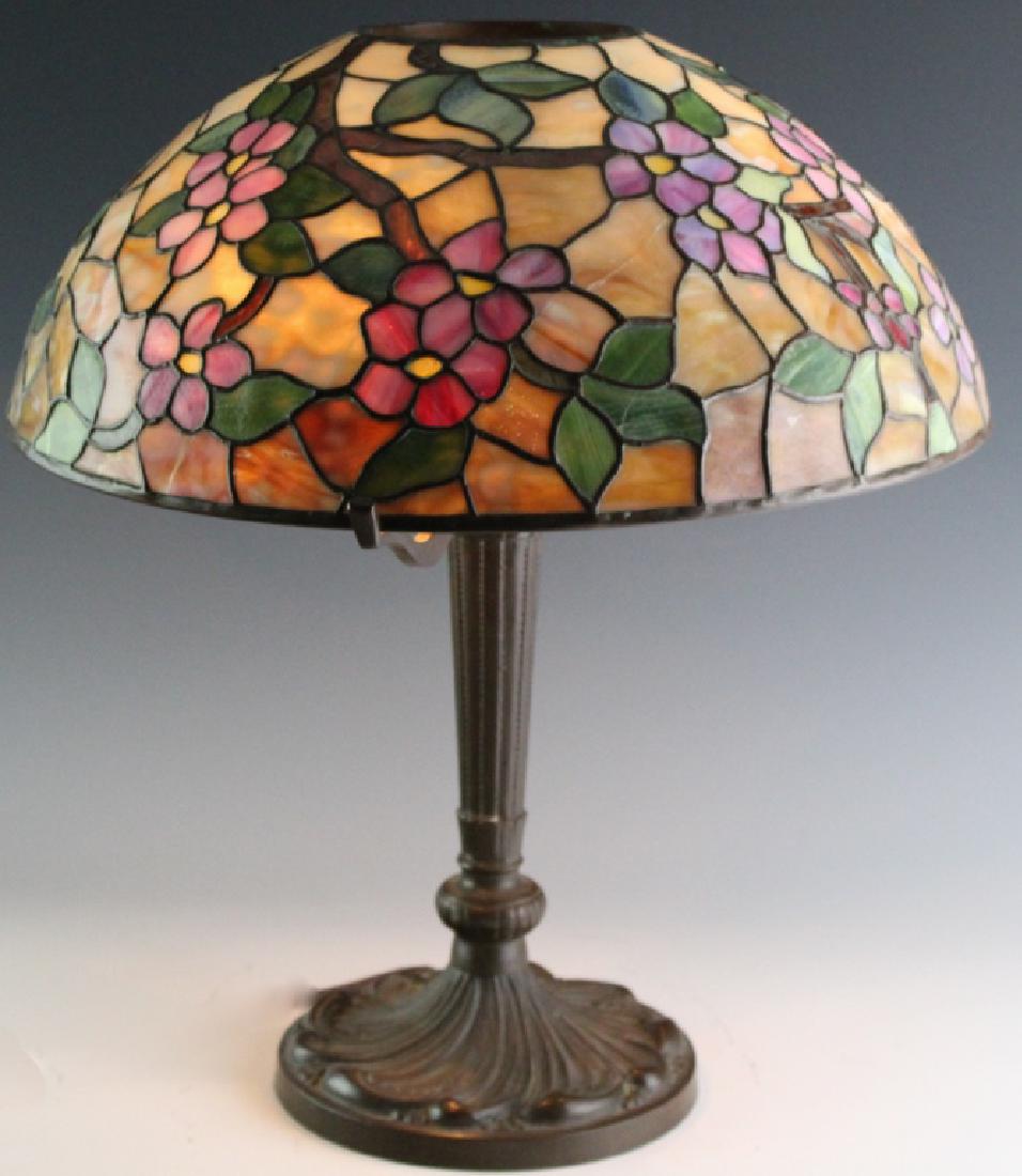 Signed OLENSKI Stained Glass Bronze Table Lamp (1 of 9)