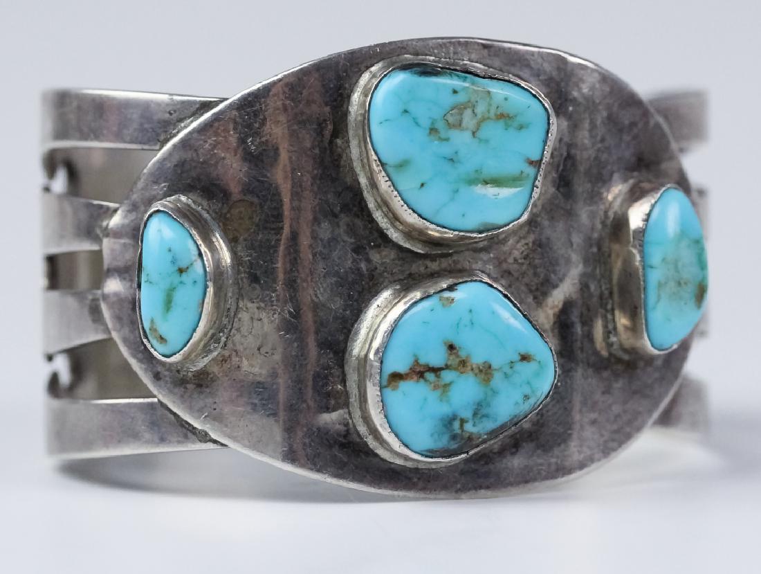 Native American Silver Navajo Turquoise Bracelet (1 of 7)