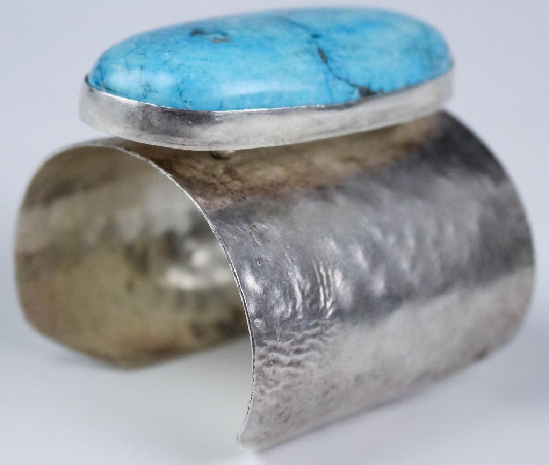 Artisan Signed 925 Sliver Gemstone Cuff Bracelet (1 of 6)