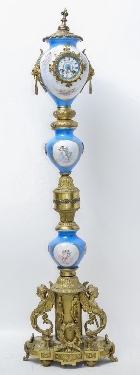 Antique French Bronze Dore Porcelain Clock 50" (1 of 8)