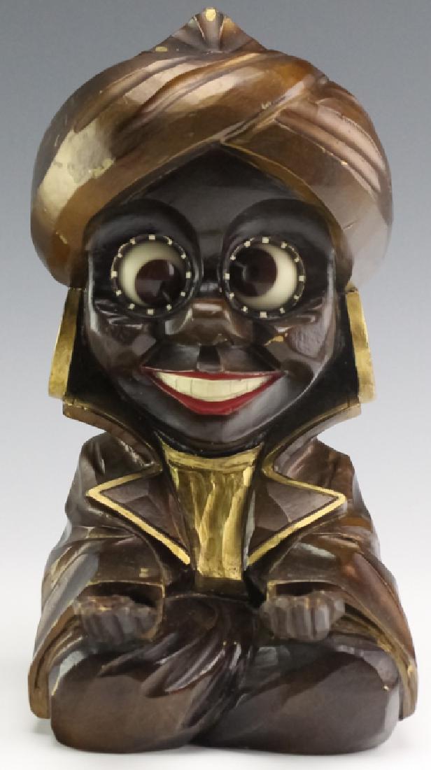 Syroco Persian Boy Revolving Eye Carved Wood Clock (1 of 10)