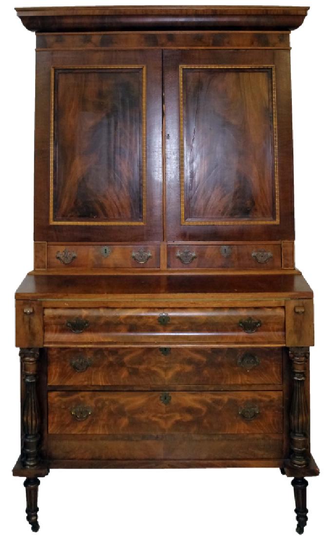 Antique American Empire Mahogany Secretary Desk (1 of 8)