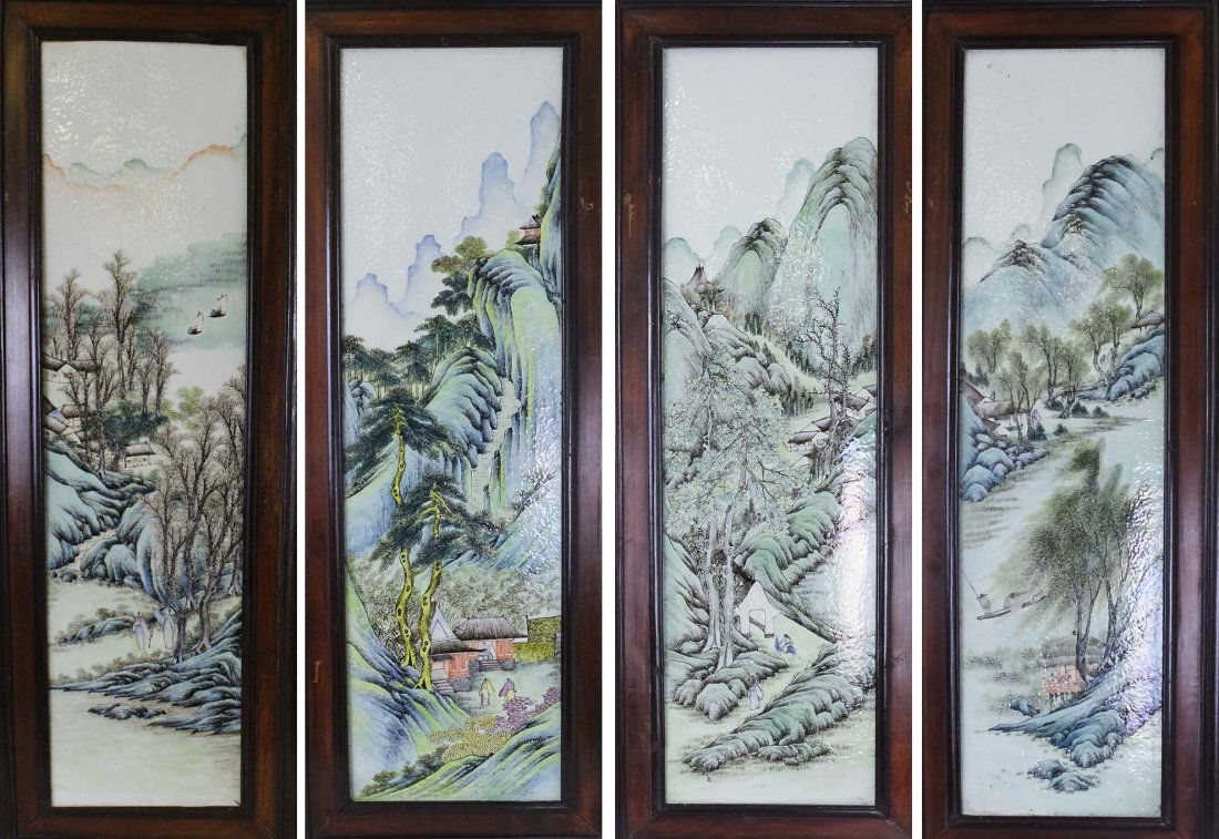Set of Four Chinese Export Porcelain Scenic Panels (1 of 9)