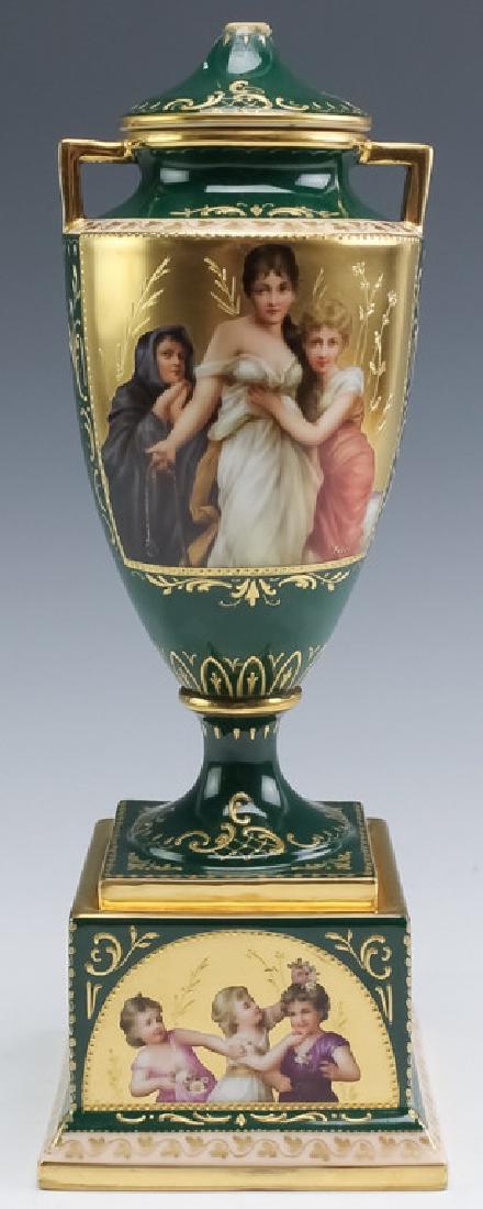 Royal Vienna Porcelain Portrait Green Covered Urn (1 of 8)