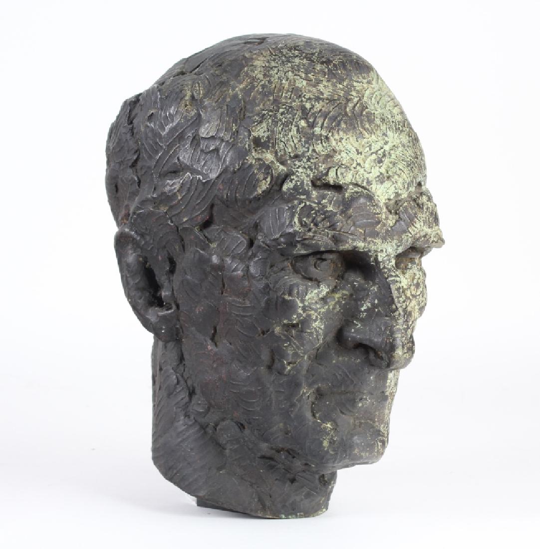 Bronze Modernist Head Sculpture MYSTERY ARTIST ? (1 of 5)