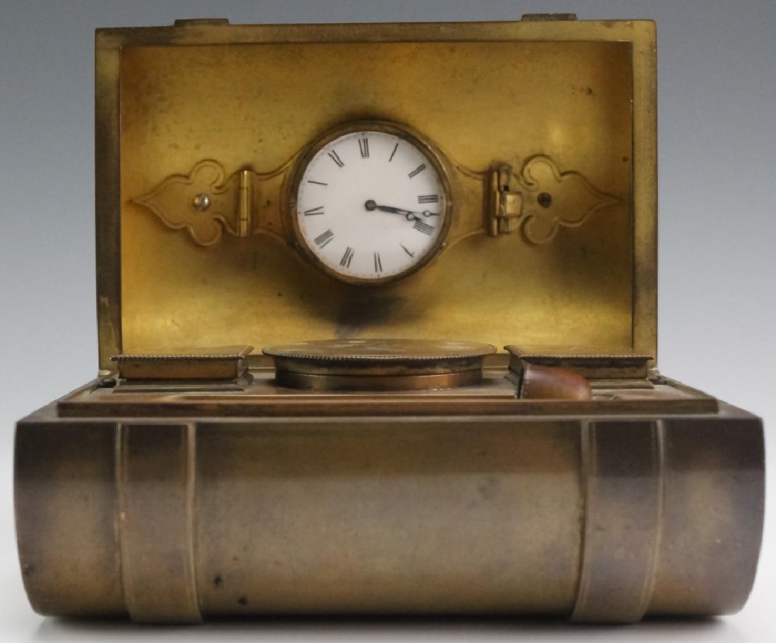 Fine Antique Bronze Traveling Writing Set w/ Clock (1 of 8)