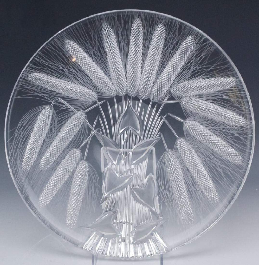 Artist Signed Wheat Pattern Cut Glass Large Plate (1 of 10)