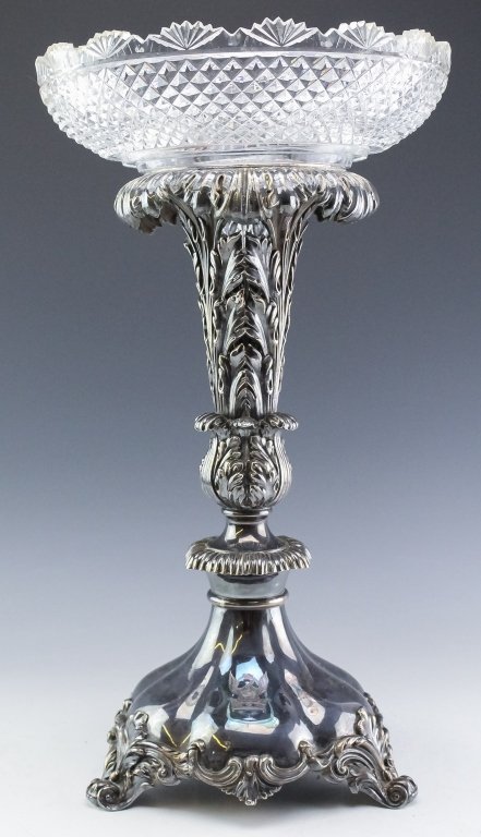 Antique English Silver Plate Cut Glass Epergne (1 of 9)