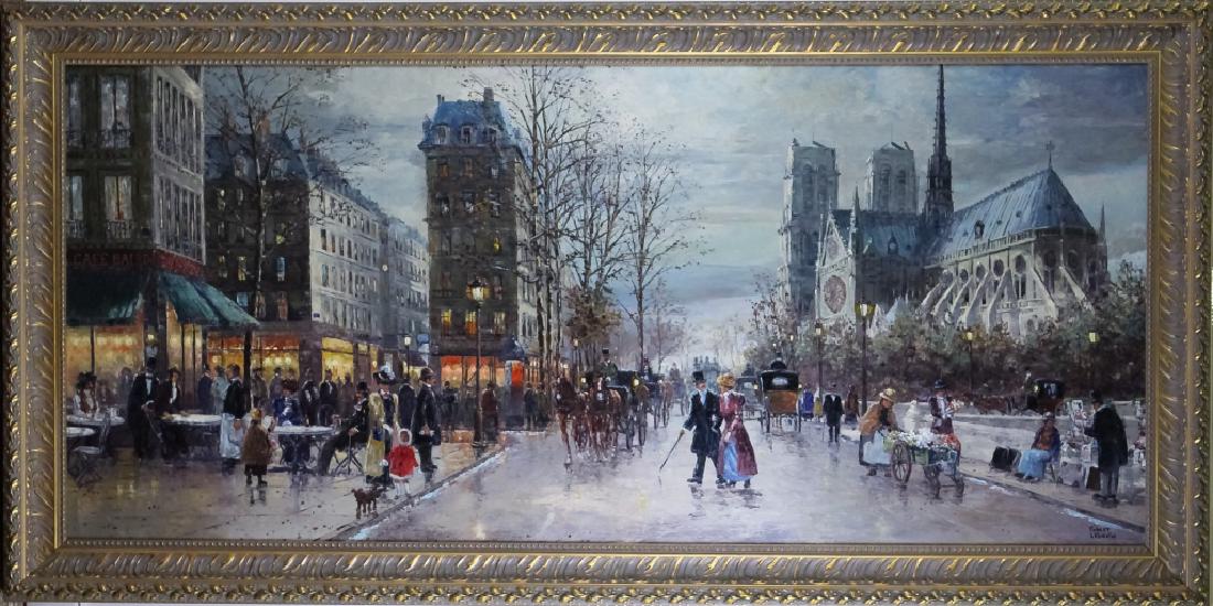 Robert Lebron French Parisian Oil Painting 33"x75" (1 of 7)