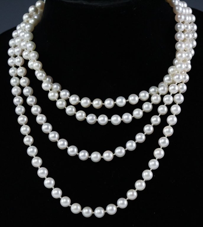 76" Saltwater Cultured Akoya Pearl Necklace 7.75mm (1 of 5)