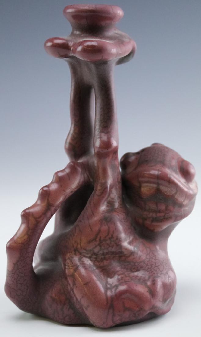 Weller Pottery Sea Monster Fru Russet Candlestick (1 of 7)