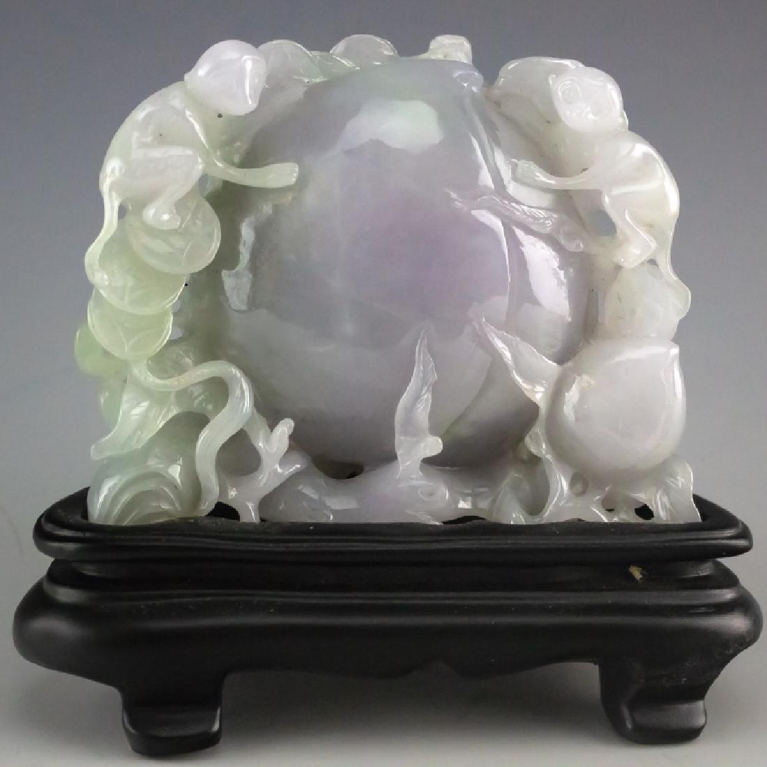 Chinese Export Lavender Jade Carving Peach Statue (1 of 5)