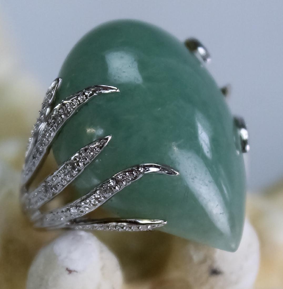 Ladies Designer Style 14k Gold Jade & Diamond Ring (1 of 6)