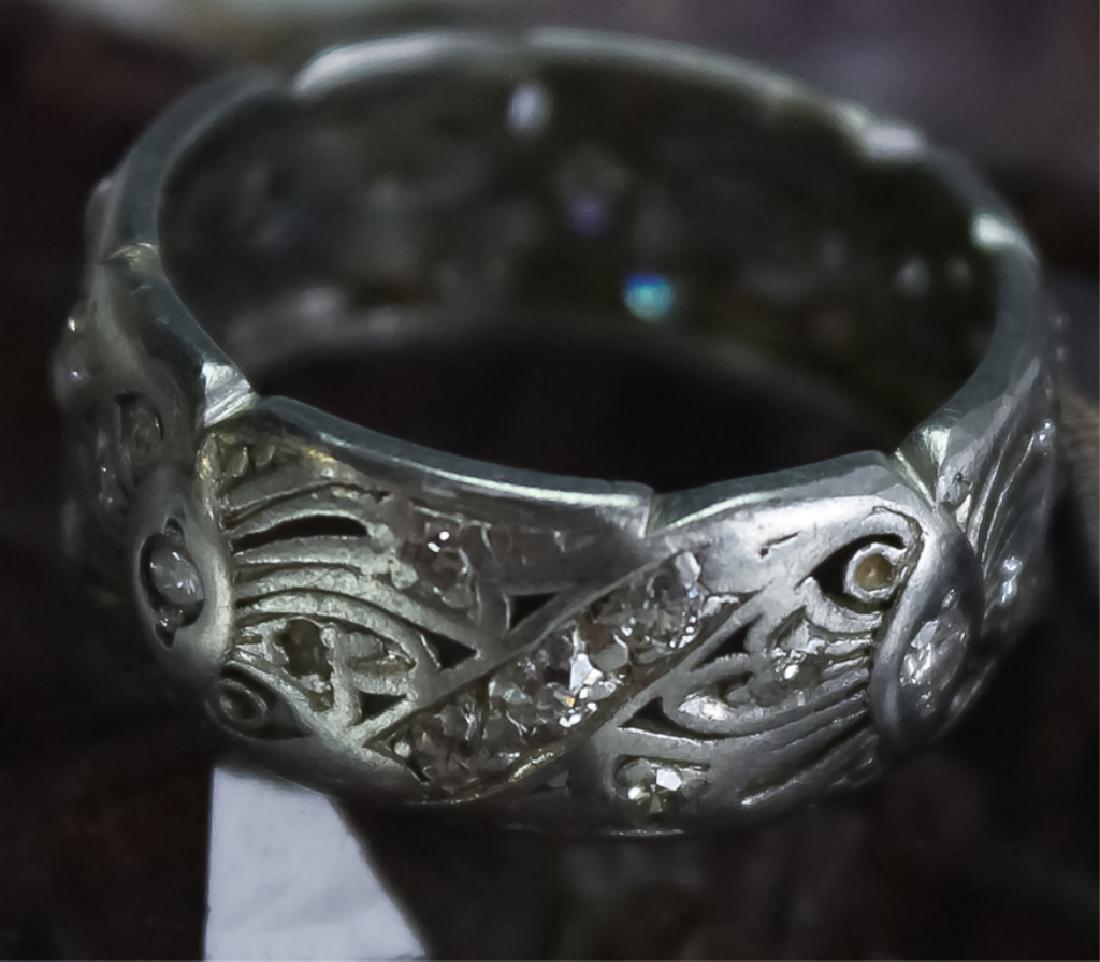 VTG Deco Platinum Diamond Filigree Band Ring Sz 8 (1 of 5)