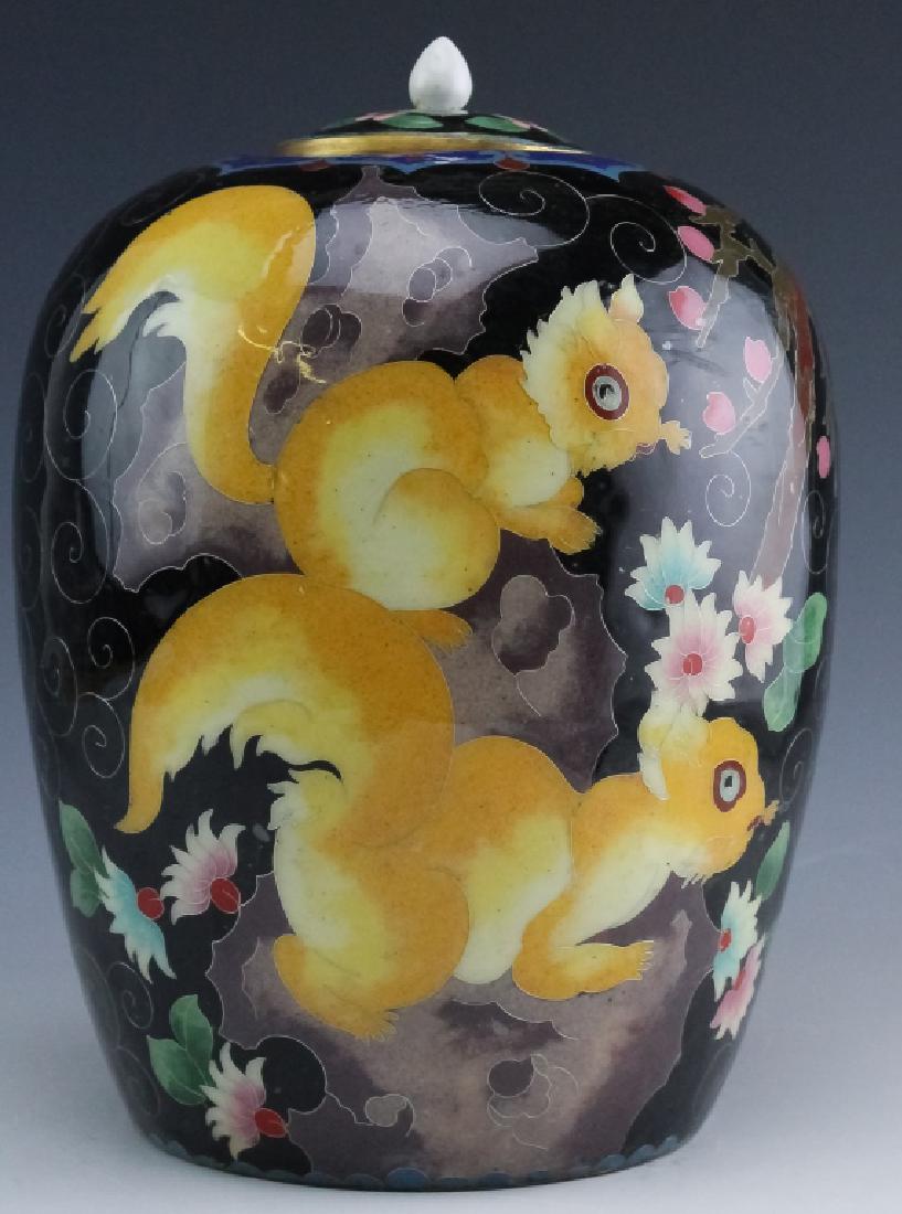 Chinese Export Cloisonne Porcelain Squirrel Jar (1 of 9)
