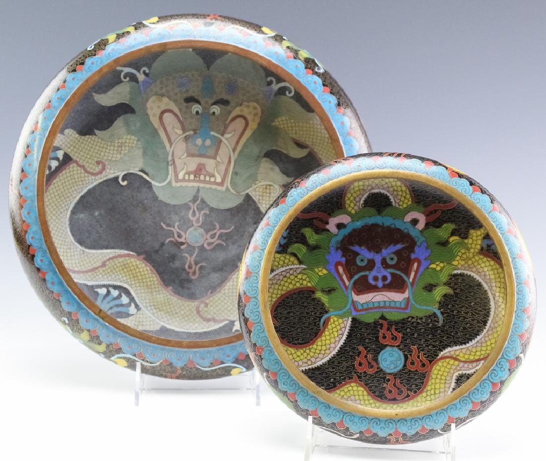 Two Chinese Export Cloisonne Enamel Dragon Bowls (1 of 6)
