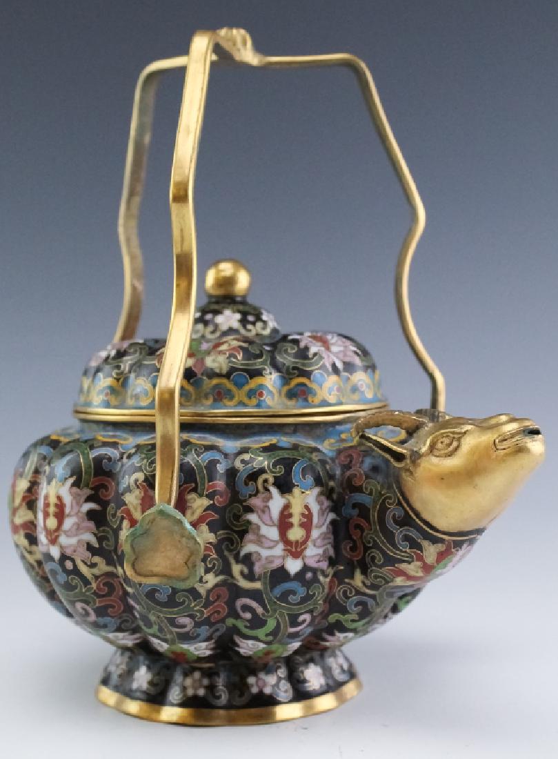 Chinese Export Cloisonne Enamel Ram Head Teapot (1 of 6)