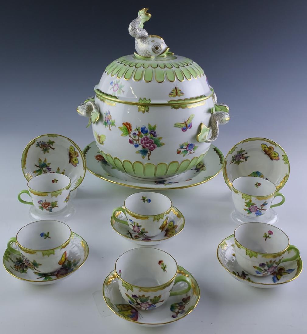 15 Piece Herend Queen Victoria Porcelain Punch Set (1 of 7)