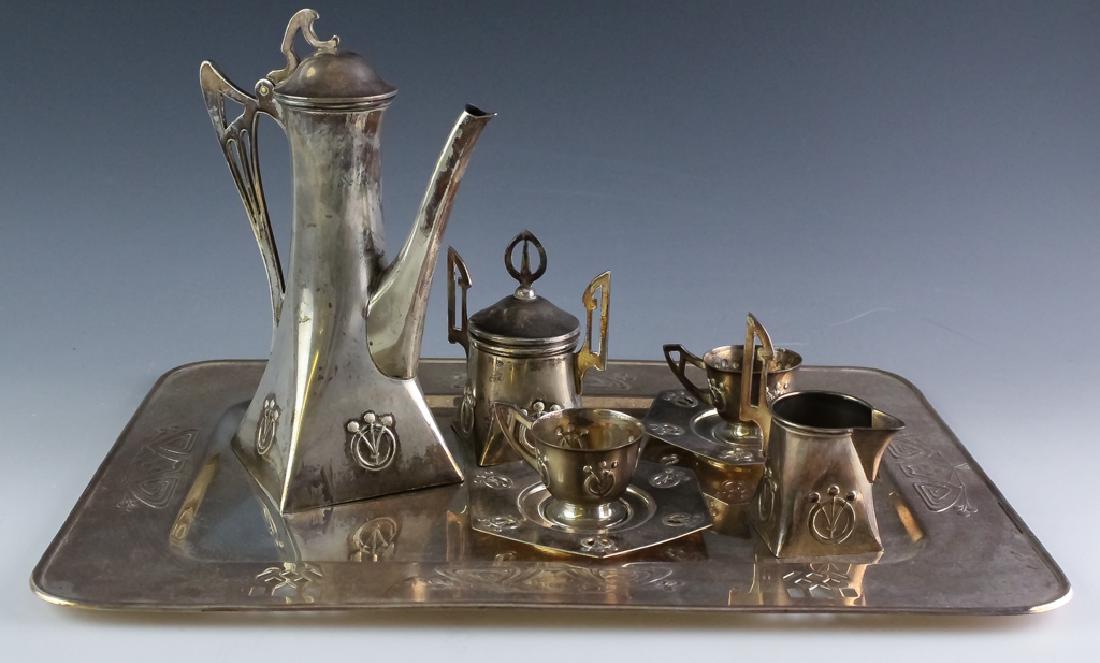 Art Nouveau German Silver Plate Tea Coffee Set (1 of 6)