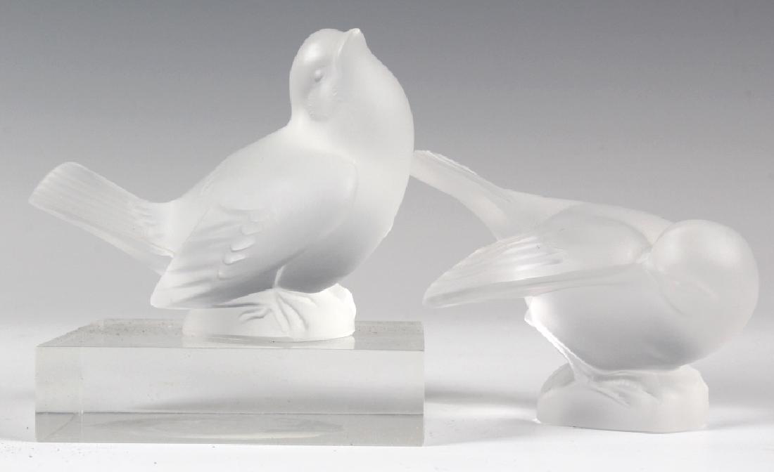 Pr LALIQUE French Art Glass Moineaux Bird Figures (1 of 4)
