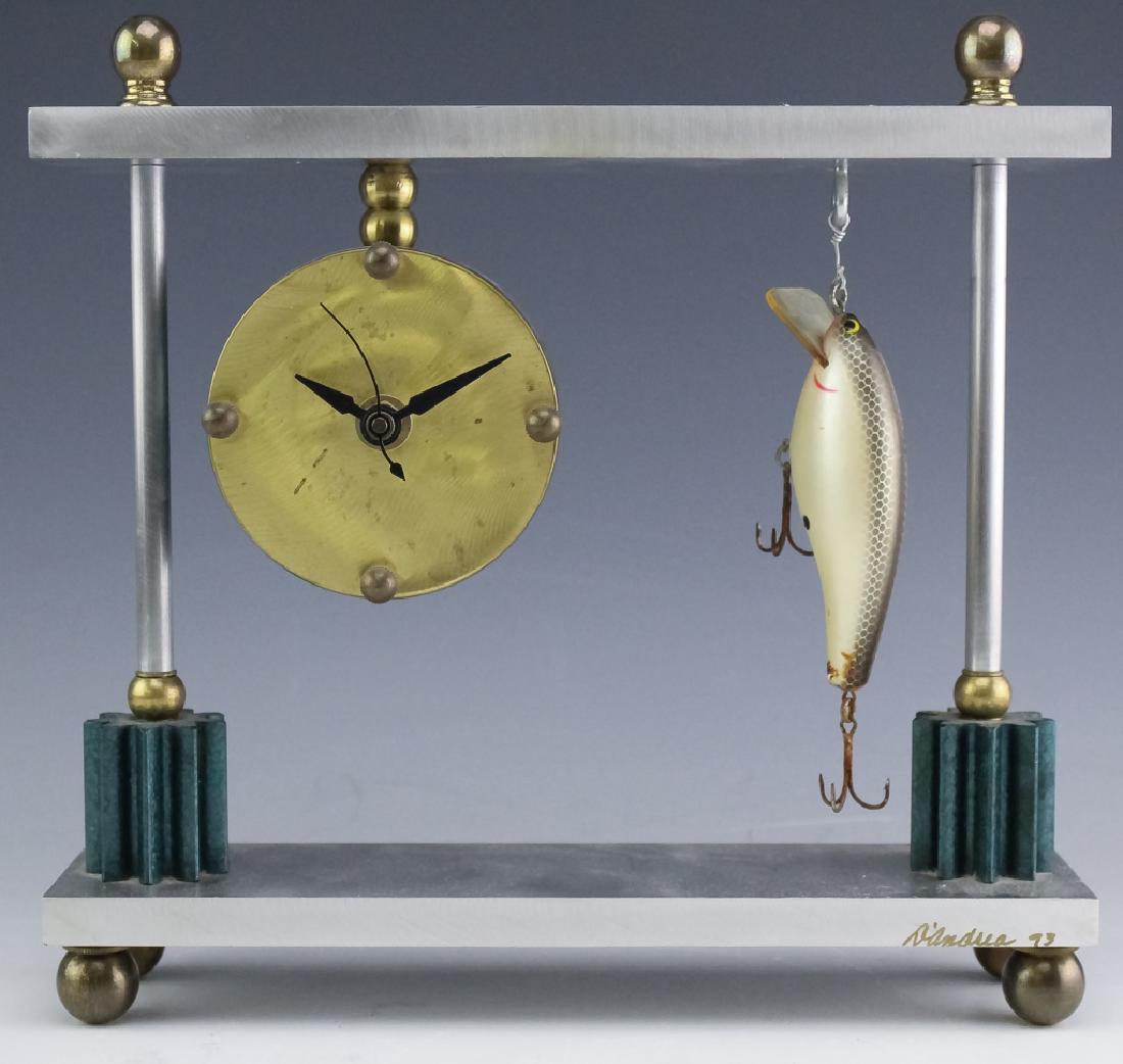 Aluminum Bronze Clock & Fishing Lure SIGNED
