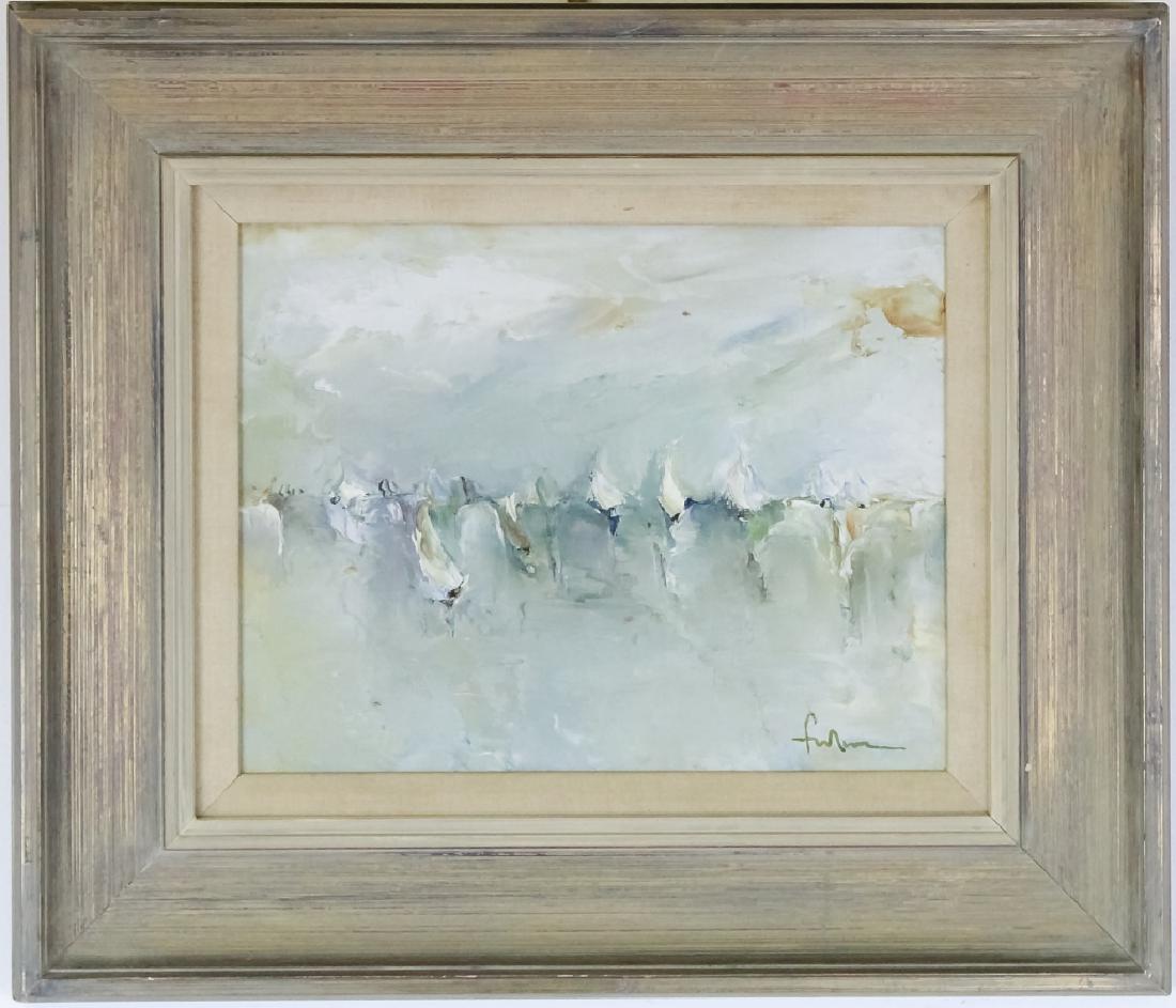 Mystery Artist Landscape Modernist Oil Painting (1 of 4)