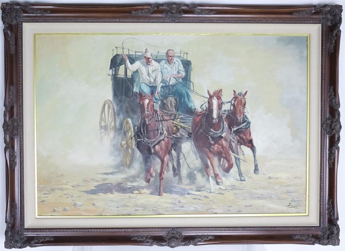 American Western Cowboy Horses Oil Painting SIGNED (1 of 5)