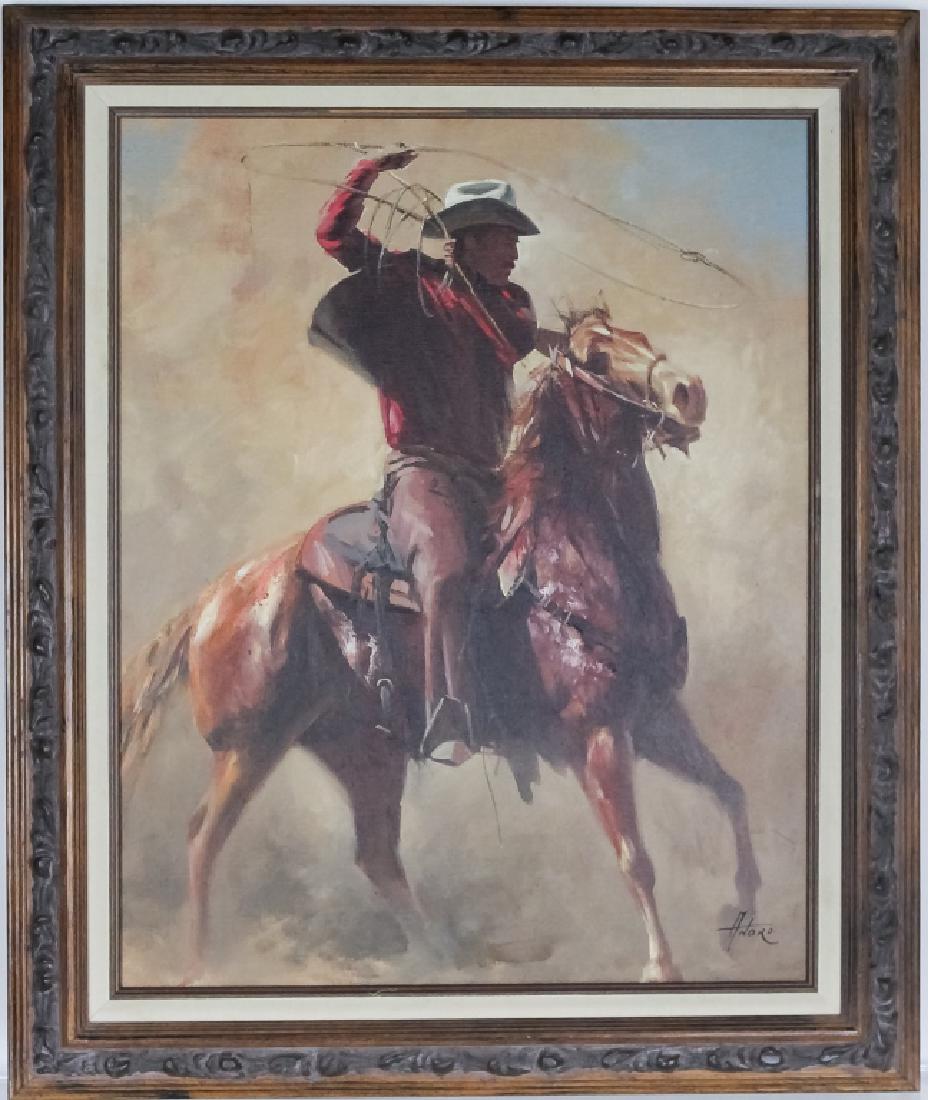 American Wild Western Cowboy & Horse Oil Painting (1 of 6)