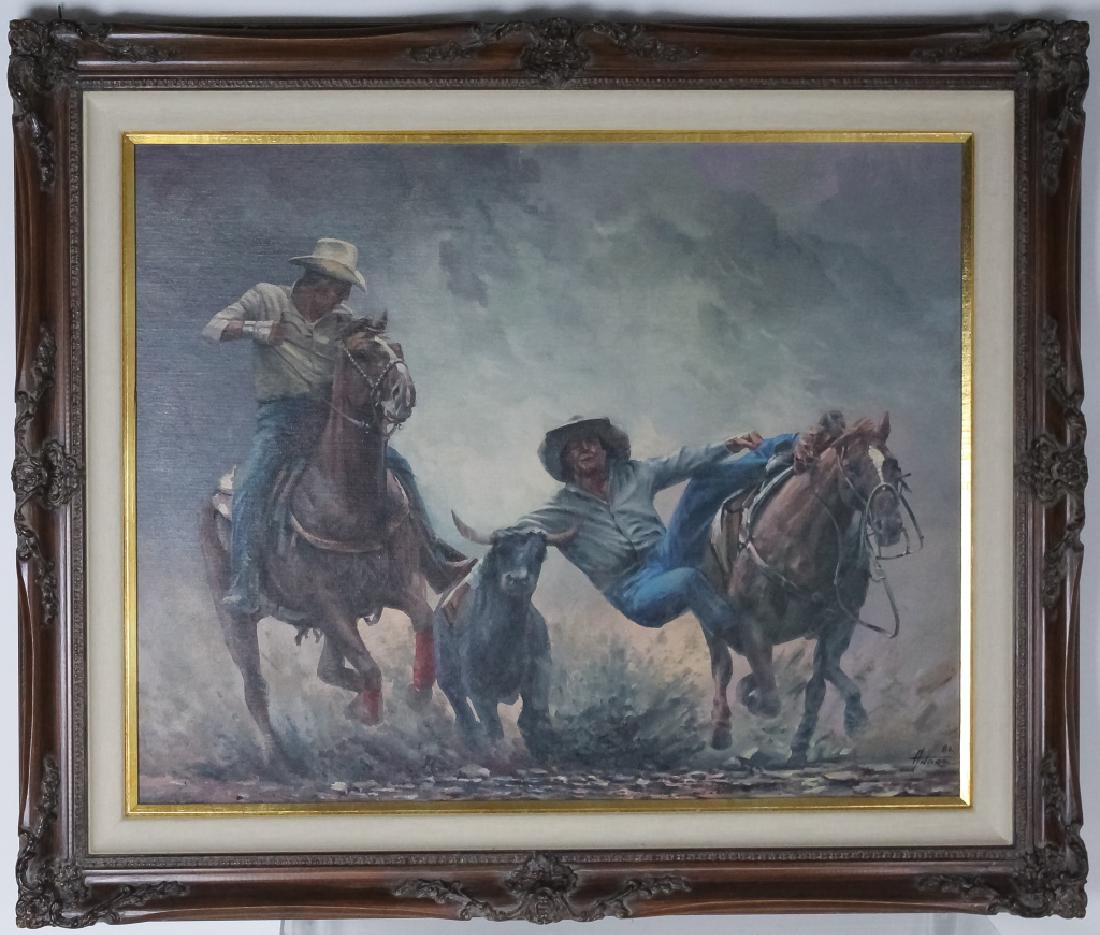 American Western Cowboy Horses Oil Painting SIGNED (1 of 5)