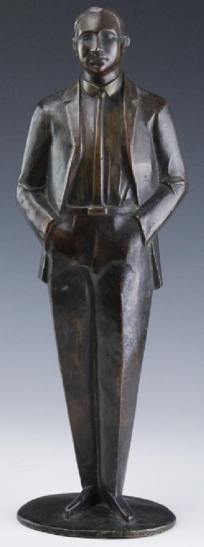 Artist Signed 13" Bronze Man Standing Sculpture (1 of 6)