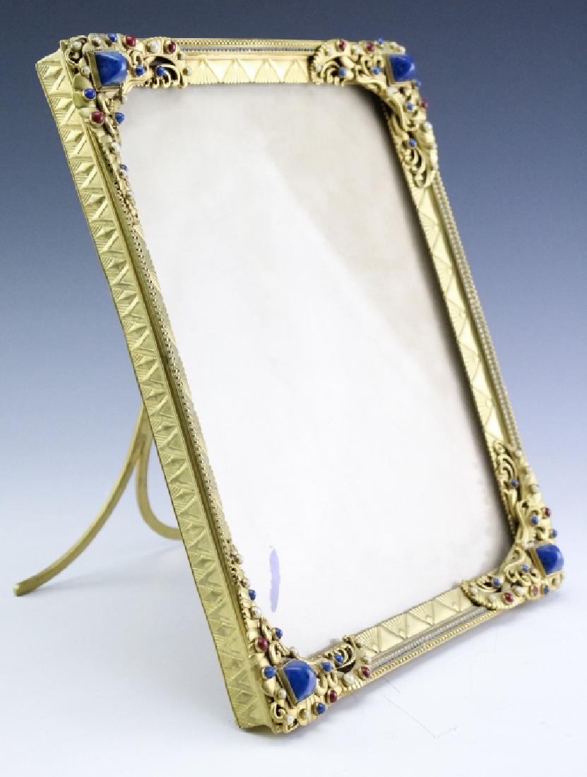 Gilt Egyptian Revival Bejeweled Glass Photo Frame (1 of 7)