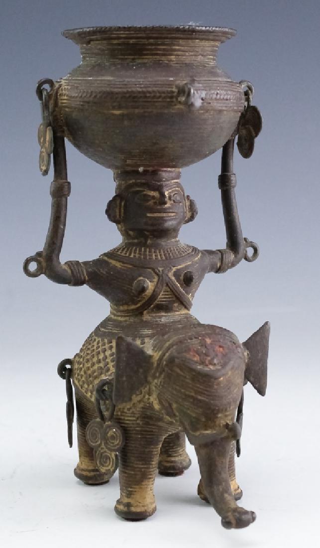 Antique Hindu Riding Elephant Bronze Altar Censer (1 of 6)