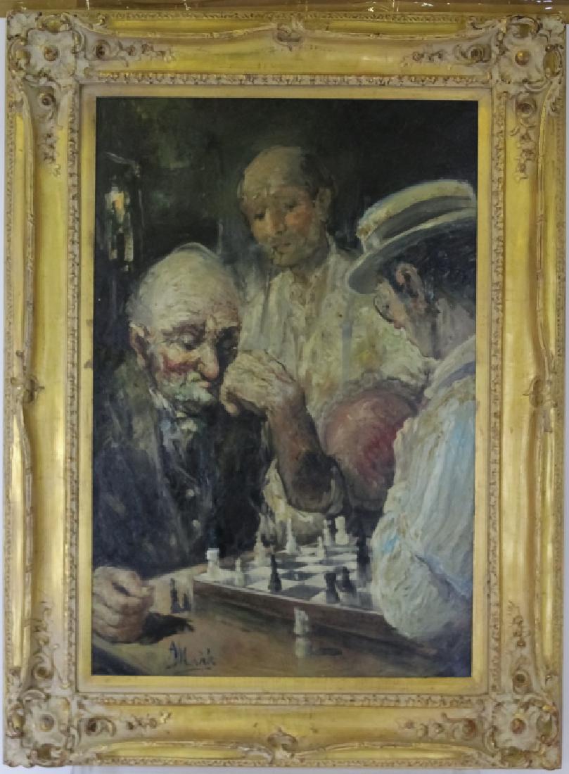 Americo Makk 1927-2015 American Chess Oil Painting (1 of 5)