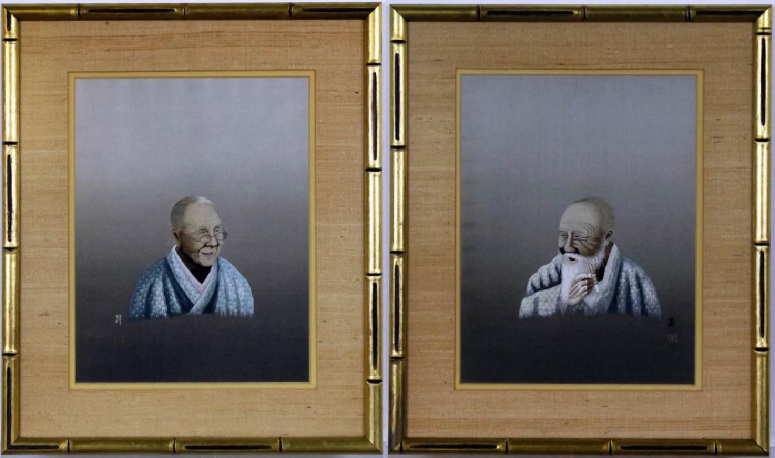 Pair East Asian Silk Embroidery Figural Tapestries (1 of 6)