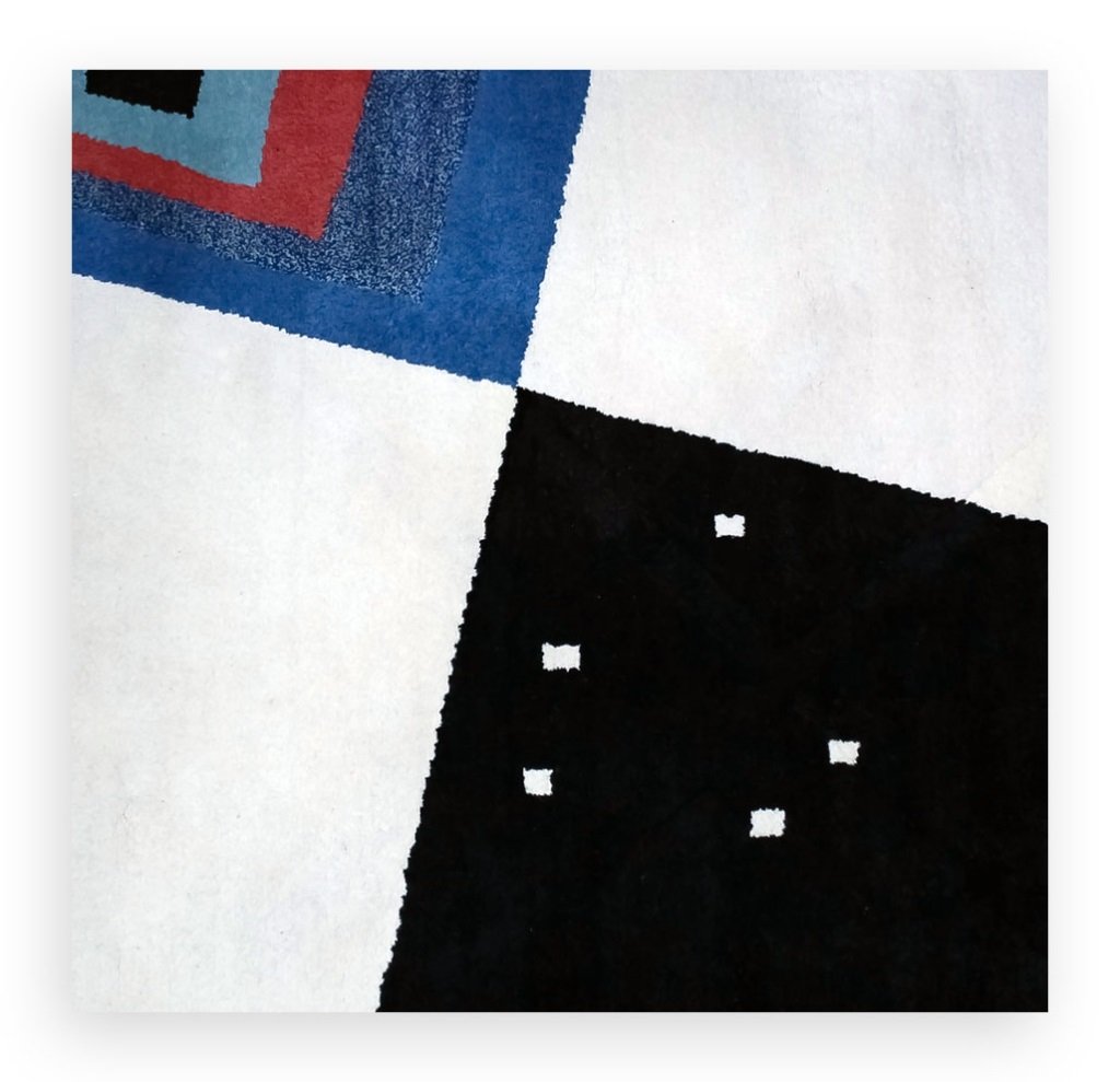 Marcel Breuer (1902-1981) Modern BALANCE Tapestry: Marcel Breuer (1902-1981) American, Guaranteed Authentic. Original woven wool tapestry. Features the work titled; Balance. Depicts geometric forms in black and white as well as shades of blue and red.